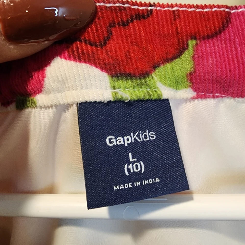 GAP  Corduroy Girls Dress W/ large Poppy Floral And Cap Sleeve L(10)